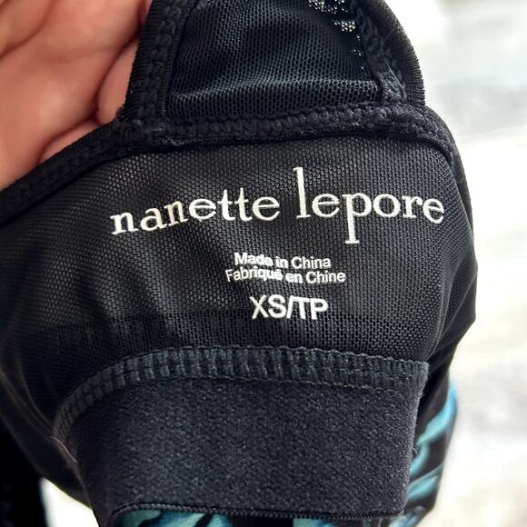 Nanette Lepore Sport Floral Print Racerback Sports Bra Black Mesh Size XS - Picture 7 of 7